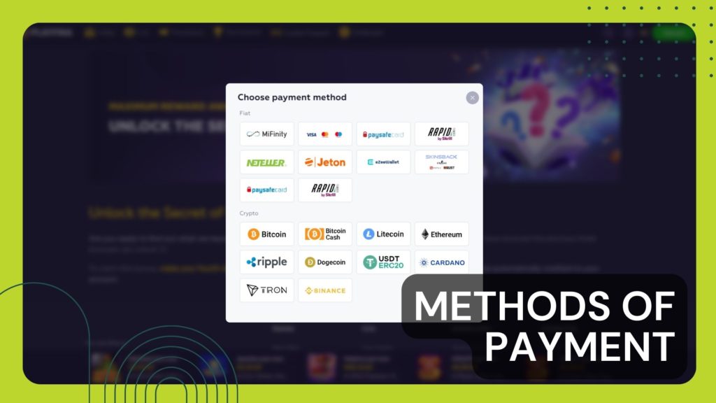 Methods of Payment Playfina casino